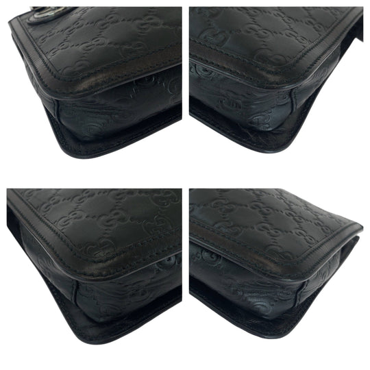 GUCCI Clutch bag 152600 leather Black Silver Metal Clutch bag business bag Guccisima mens Used Authentic