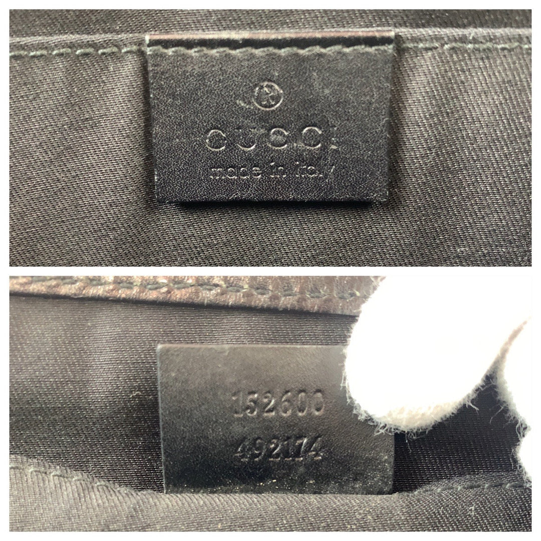 GUCCI Clutch bag 152600 leather Black Silver Metal Clutch bag business bag Guccisima mens Used Authentic