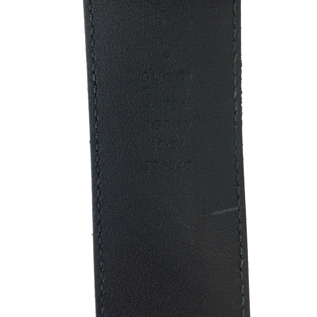 GUCCI belt 525040 GG Supreme Canvas Black Silver Metal Belt buckle Interlocking mens 34 Used Authentic