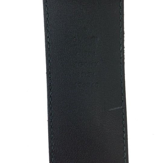 GUCCI belt 525040 GG Supreme Canvas Black Silver Metal Belt buckle Interlocking mens 34 Used Authentic
