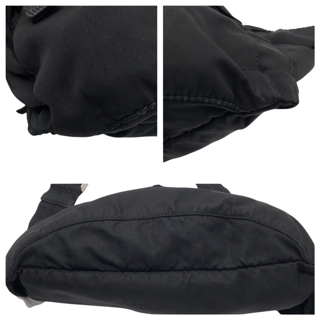 PRADA Sling bag Nylon Black black Sling bag Waist bag Test Triangle With logo mens Used Authentic