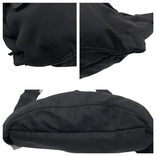 PRADA Sling bag Nylon Black black Sling bag Waist bag Test Triangle With logo mens Used Authentic