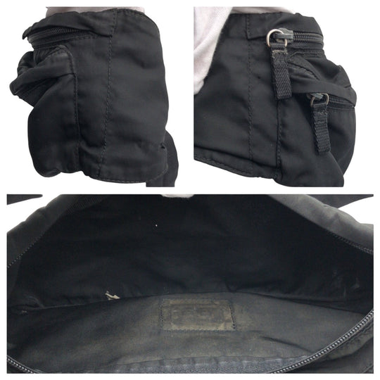 PRADA Sling bag Nylon Black black Sling bag Waist bag Test Triangle With logo mens Used Authentic