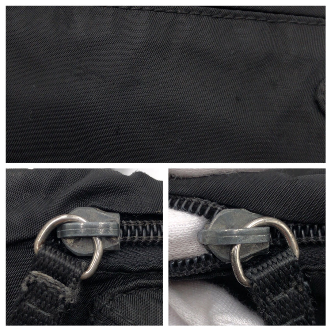 PRADA Sling bag Nylon Black black Sling bag Waist bag Test Triangle With logo mens Used Authentic
