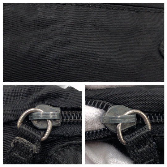 PRADA Sling bag Nylon Black black Sling bag Waist bag Test Triangle With logo mens Used Authentic