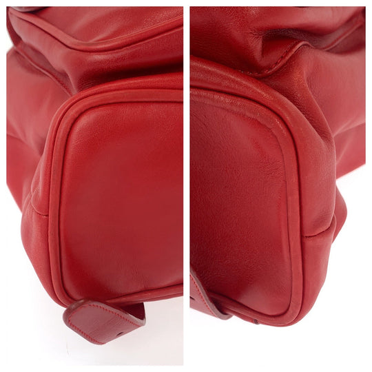 GUCCI Backpack 003 2058 0016 leather Red Gold Metal Backpack Backpack Bamboo Women Used Authentic