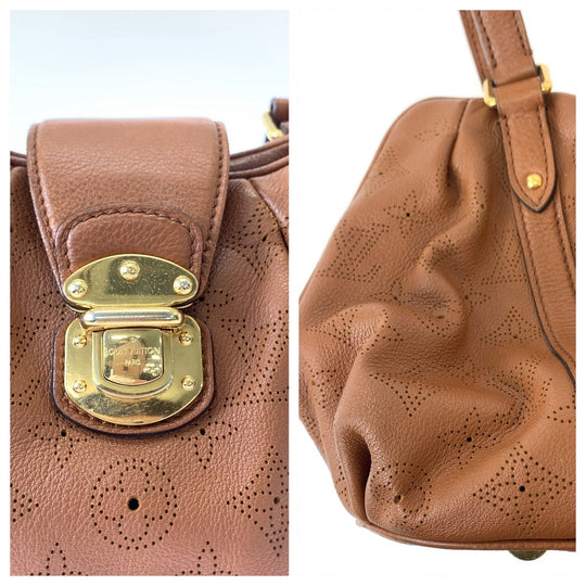 LOUIS VUITTON Shoulder Bag M97052 leather Brown Gold Metal Shoulder Bag handbag Monogram Mahina Runner PM Women Used Authentic