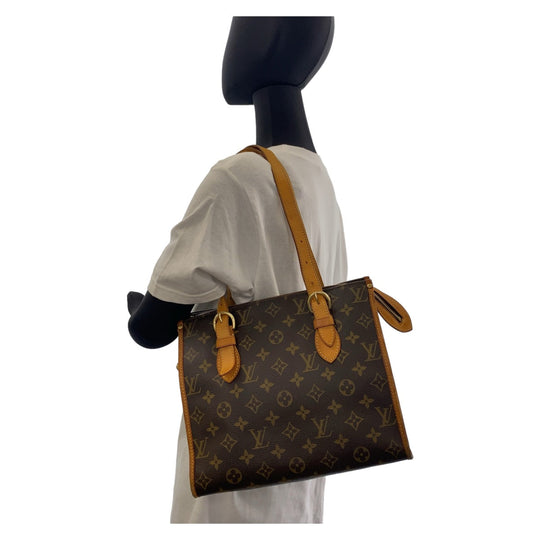 LOUIS VUITTON Tote Bag M40007 PVC, Leather Brown Gold Metal Tote Bag Handbag Shoulder Bag Monogram Popan cool o Women Used Authentic