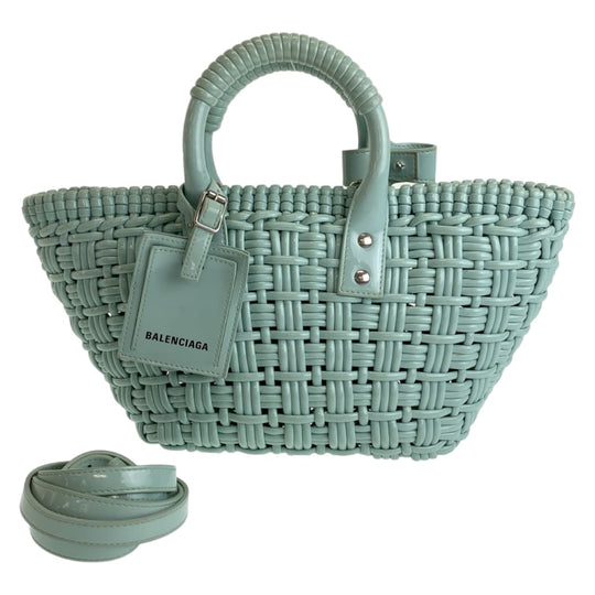 BALENCIAGA Handbag 671342 enamel Mint Green SilverMetal Handbag Tote Bag 2WAY Basket Bag Enamel Basket Bistro XS Women Used Authentic