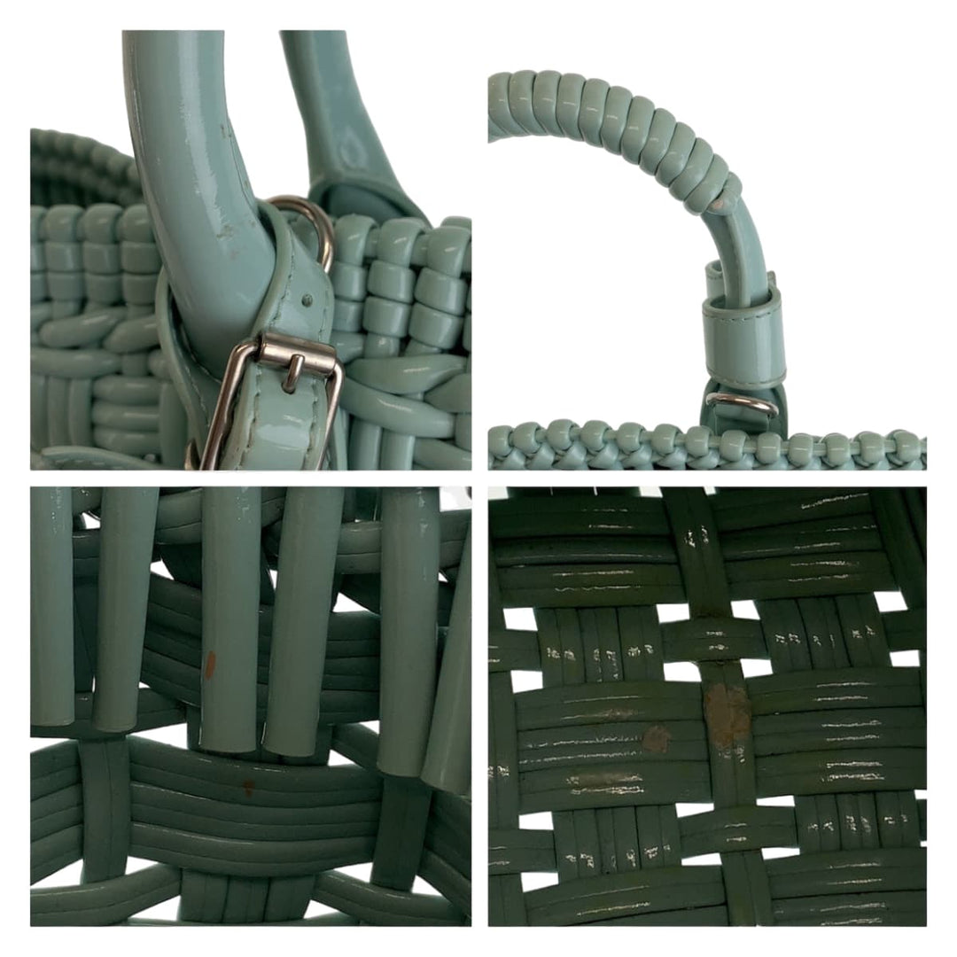 BALENCIAGA Handbag 671342 enamel Mint Green SilverMetal Handbag Tote Bag 2WAY Basket Bag Enamel Basket Bistro XS Women Used Authentic