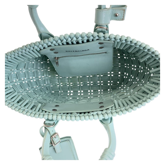 BALENCIAGA Handbag 671342 enamel Mint Green SilverMetal Handbag Tote Bag 2WAY Basket Bag Enamel Basket Bistro XS Women Used Authentic