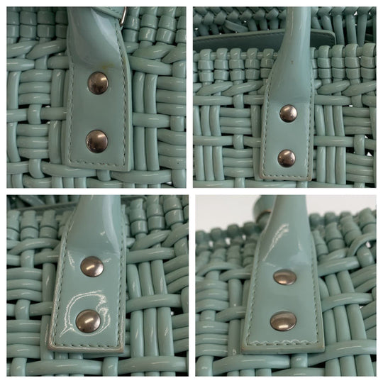 BALENCIAGA Handbag 671342 enamel Mint Green SilverMetal Handbag Tote Bag 2WAY Basket Bag Enamel Basket Bistro XS Women Used Authentic