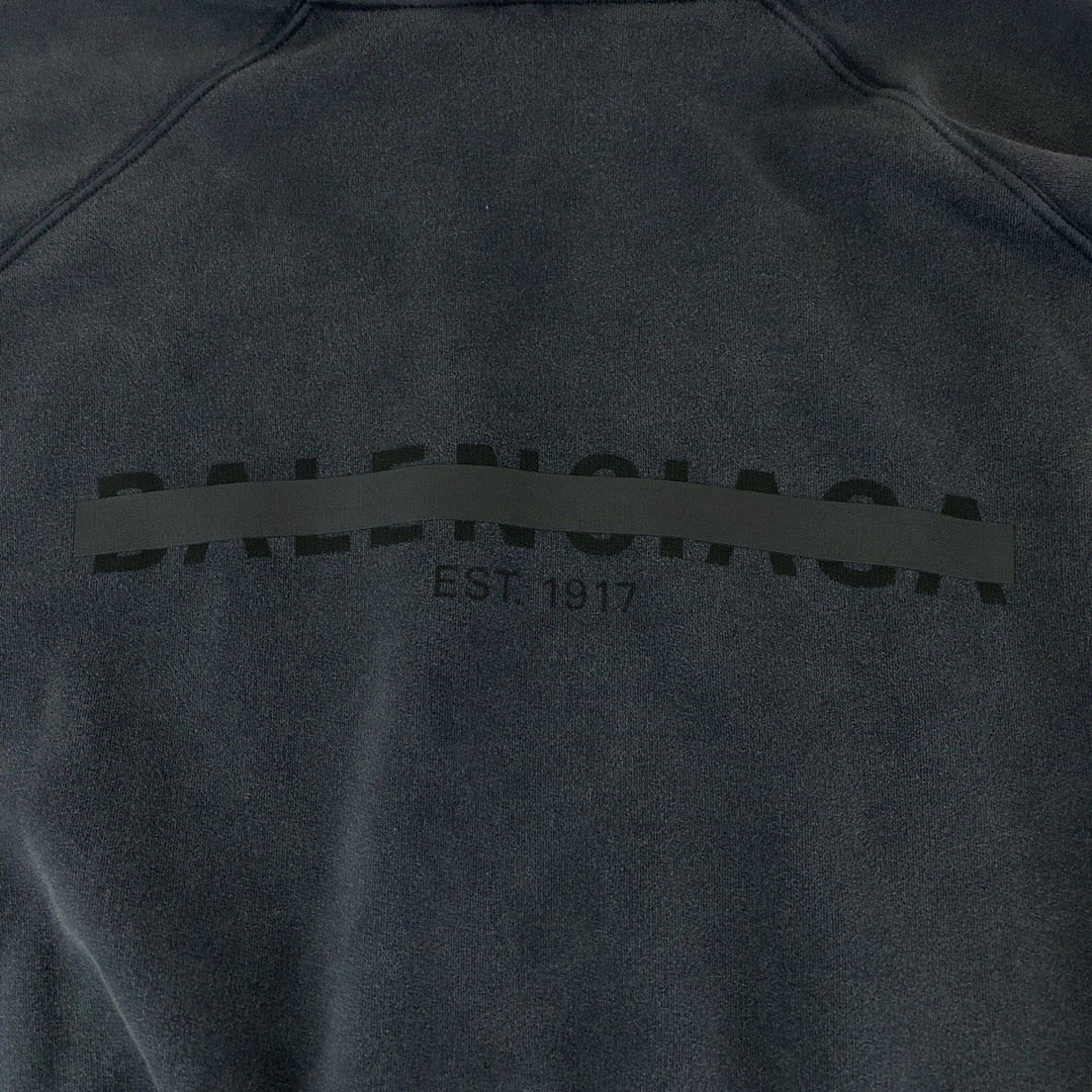 BALENCIAGA Hoodie PJ87 697879 TMVH2 cotton black Hoodie Taping logo mens UK 4 Used Authentic