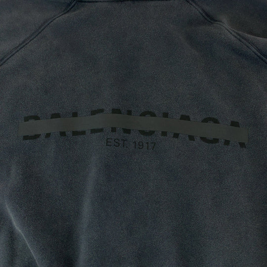 BALENCIAGA Hoodie PJ87 697879 TMVH2 cotton black Hoodie Taping logo mens UK 4 Used Authentic