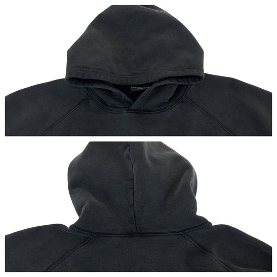 BALENCIAGA Hoodie PJ87 697879 TMVH2 cotton black Hoodie Taping logo mens UK 4 Used Authentic