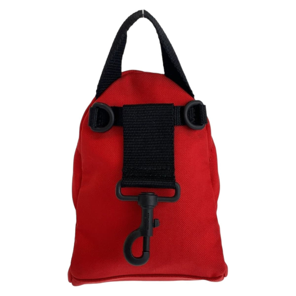 BALENCIAGA Shoulder Bag Nylon Red Black Black Crossbody Shoulder Bag Pochette Explorer Women Used Authentic
