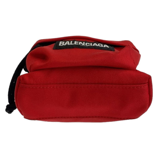 BALENCIAGA Shoulder Bag Nylon Red Black Black Crossbody Shoulder Bag Pochette Explorer Women Used Authentic