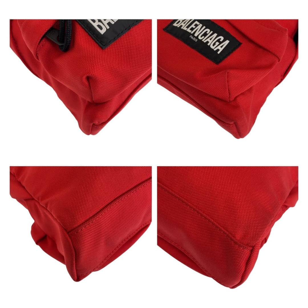 BALENCIAGA Shoulder Bag Nylon Red Black Black Crossbody Shoulder Bag Pochette Explorer Women Used Authentic