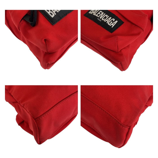 BALENCIAGA Shoulder Bag Nylon Red Black Black Crossbody Shoulder Bag Pochette Explorer Women Used Authentic