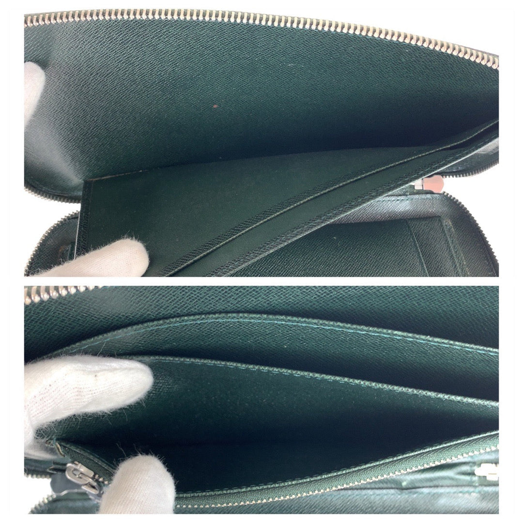 LOUIS VUITTON Long Wallet Purse M30652 leather Episea Green SilverMetal Long Wallet Purse Organizer Long Wallet Taiga Organizer Atoll mens Used Authentic