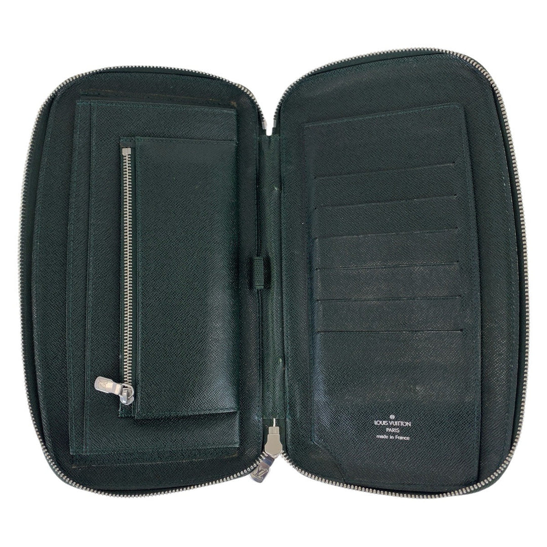 LOUIS VUITTON Long Wallet Purse M30652 leather Episea Green SilverMetal Long Wallet Purse Organizer Long Wallet Taiga Organizer Atoll mens Used Authentic