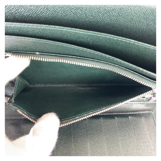 LOUIS VUITTON Long Wallet Purse M30652 leather Episea Green SilverMetal Long Wallet Purse Organizer Long Wallet Taiga Organizer Atoll mens Used Authentic