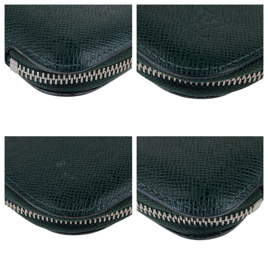 LOUIS VUITTON Long Wallet Purse M30652 leather Episea Green SilverMetal Long Wallet Purse Organizer Long Wallet Taiga Organizer Atoll mens Used Authentic