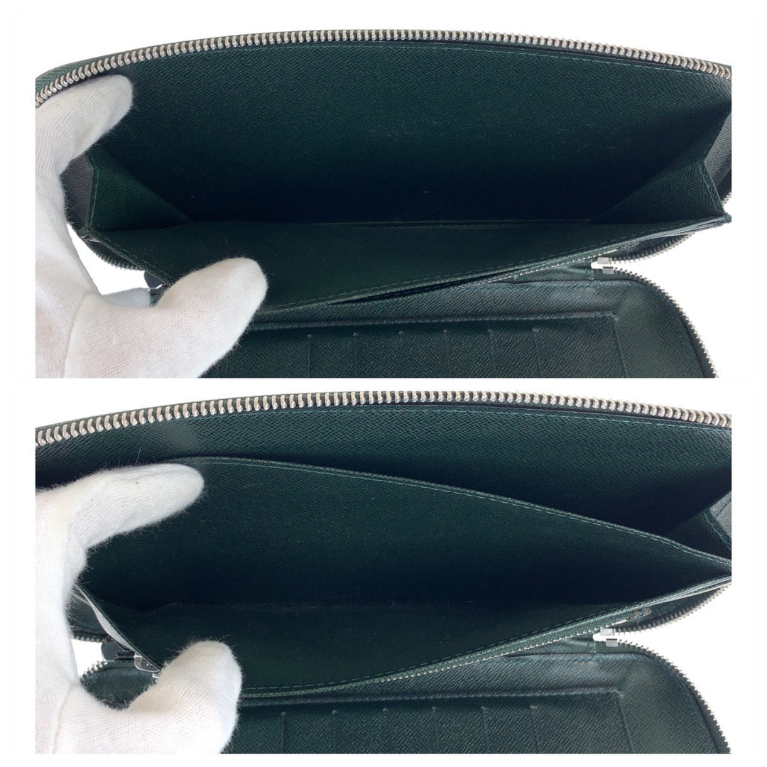 LOUIS VUITTON Long Wallet Purse M30652 leather Episea Green SilverMetal Long Wallet Purse Organizer Long Wallet Taiga Organizer Atoll mens Used Authentic