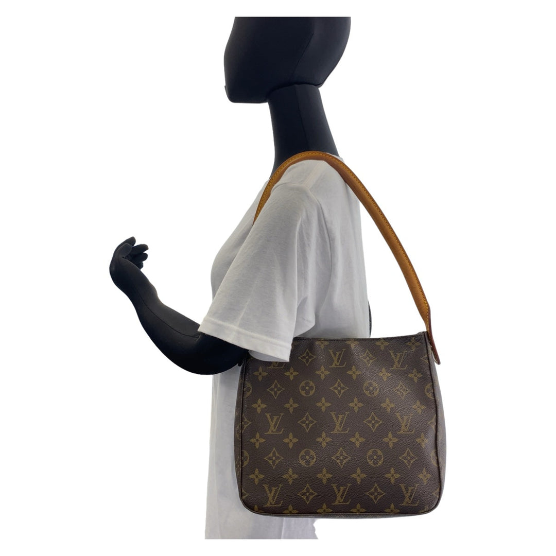 LOUIS VUITTON Shoulder Bag M51146 PVC, Leather Brown Gold Metal Shoulder Bag Monogram LoopingMM Women Used Authentic