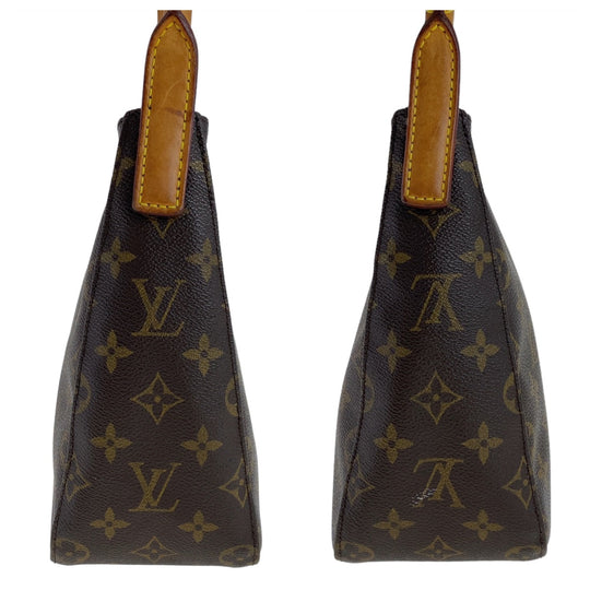 LOUIS VUITTON Shoulder Bag M51146 PVC, Leather Brown Gold Metal Shoulder Bag Monogram LoopingMM Women Used Authentic
