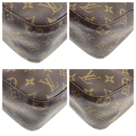 LOUIS VUITTON Shoulder Bag M51146 PVC, Leather Brown Gold Metal Shoulder Bag Monogram LoopingMM Women Used Authentic