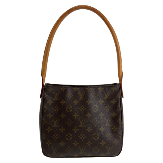 LOUIS VUITTON Shoulder Bag M51146 PVC Brown Gold Metal Shoulder Bag Monogram LoopingMM Women Used Authentic