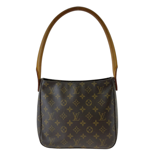 LOUIS VUITTON Shoulder Bag M51146 PVC Brown Gold Metal Shoulder Bag Monogram LoopingMM Women Used Authentic