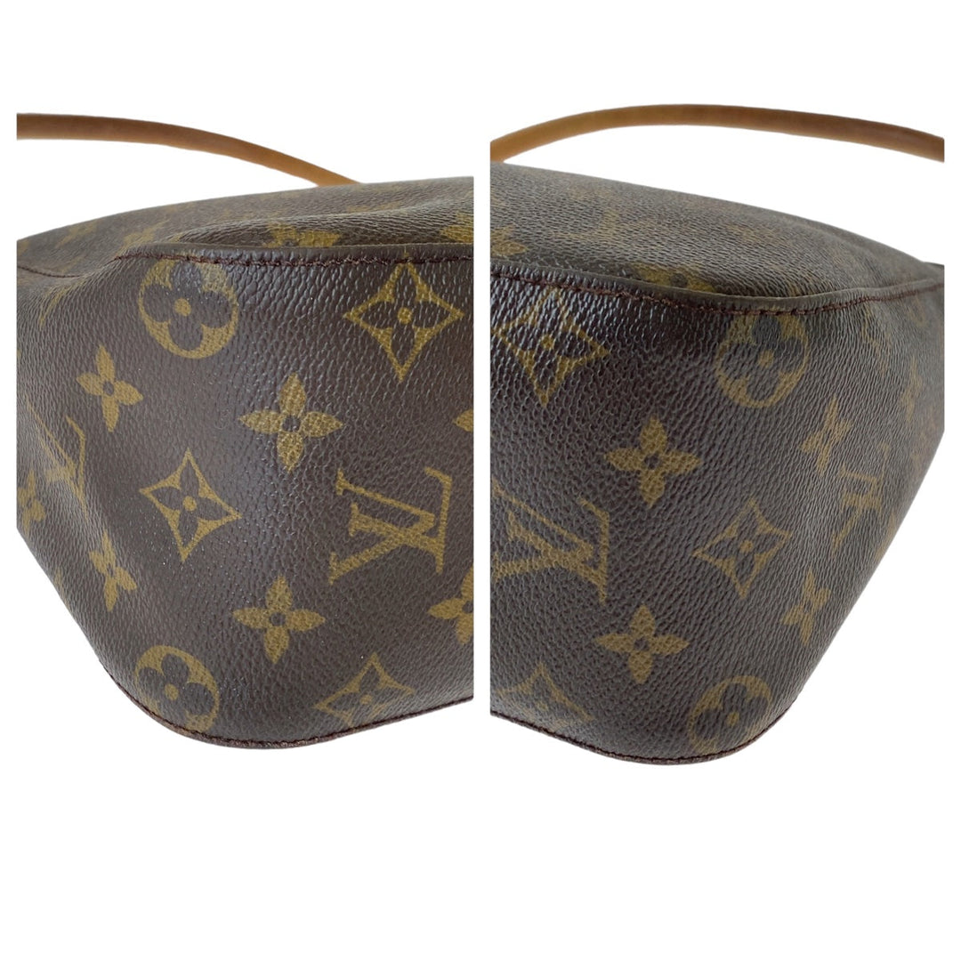 LOUIS VUITTON Shoulder Bag M51146 PVC Brown Gold Metal Shoulder Bag Monogram LoopingMM Women Used Authentic