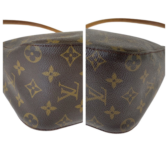 LOUIS VUITTON Shoulder Bag M51146 PVC Brown Gold Metal Shoulder Bag Monogram LoopingMM Women Used Authentic