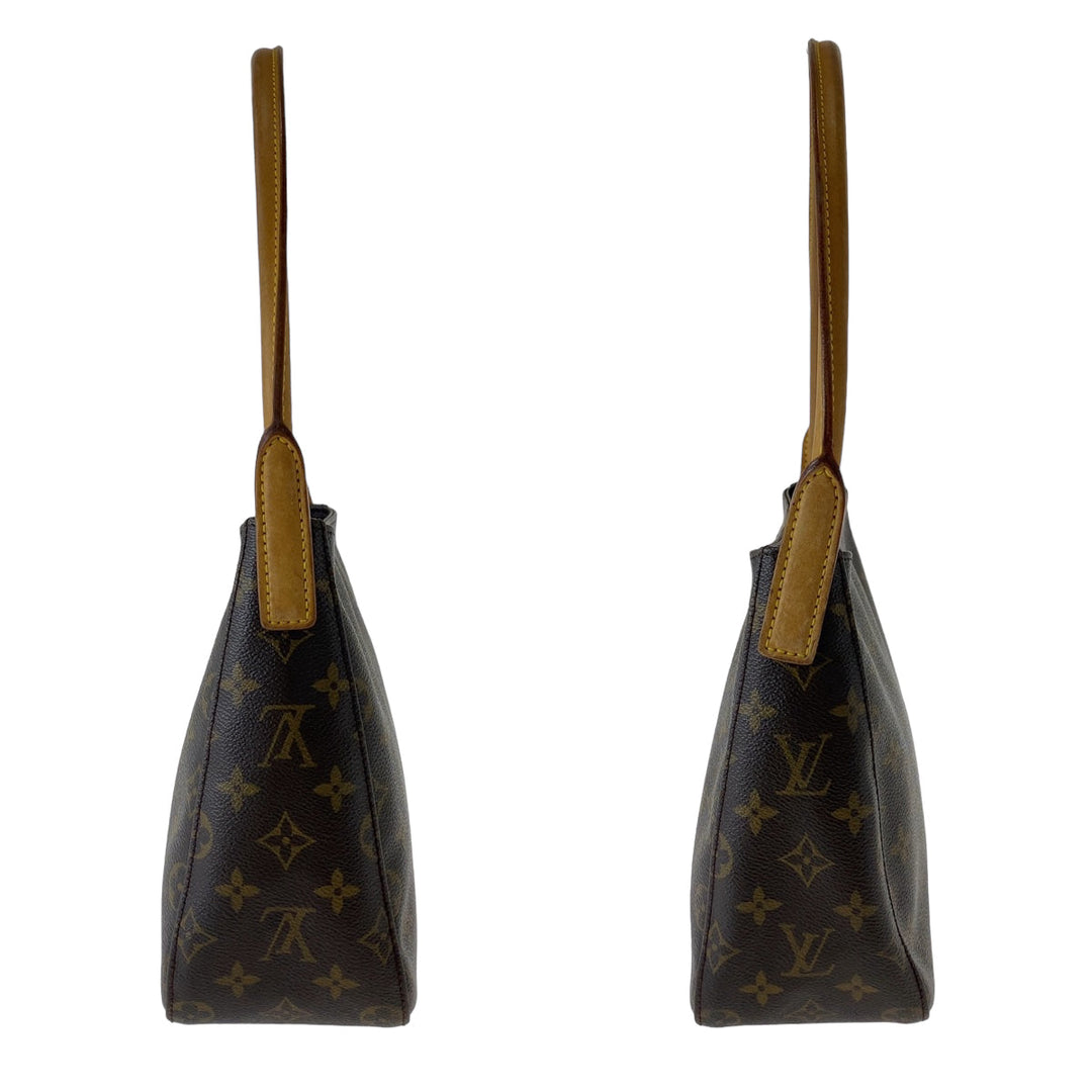 LOUIS VUITTON Shoulder Bag M51146 PVC Brown Gold Metal Shoulder Bag Monogram LoopingMM Women Used Authentic