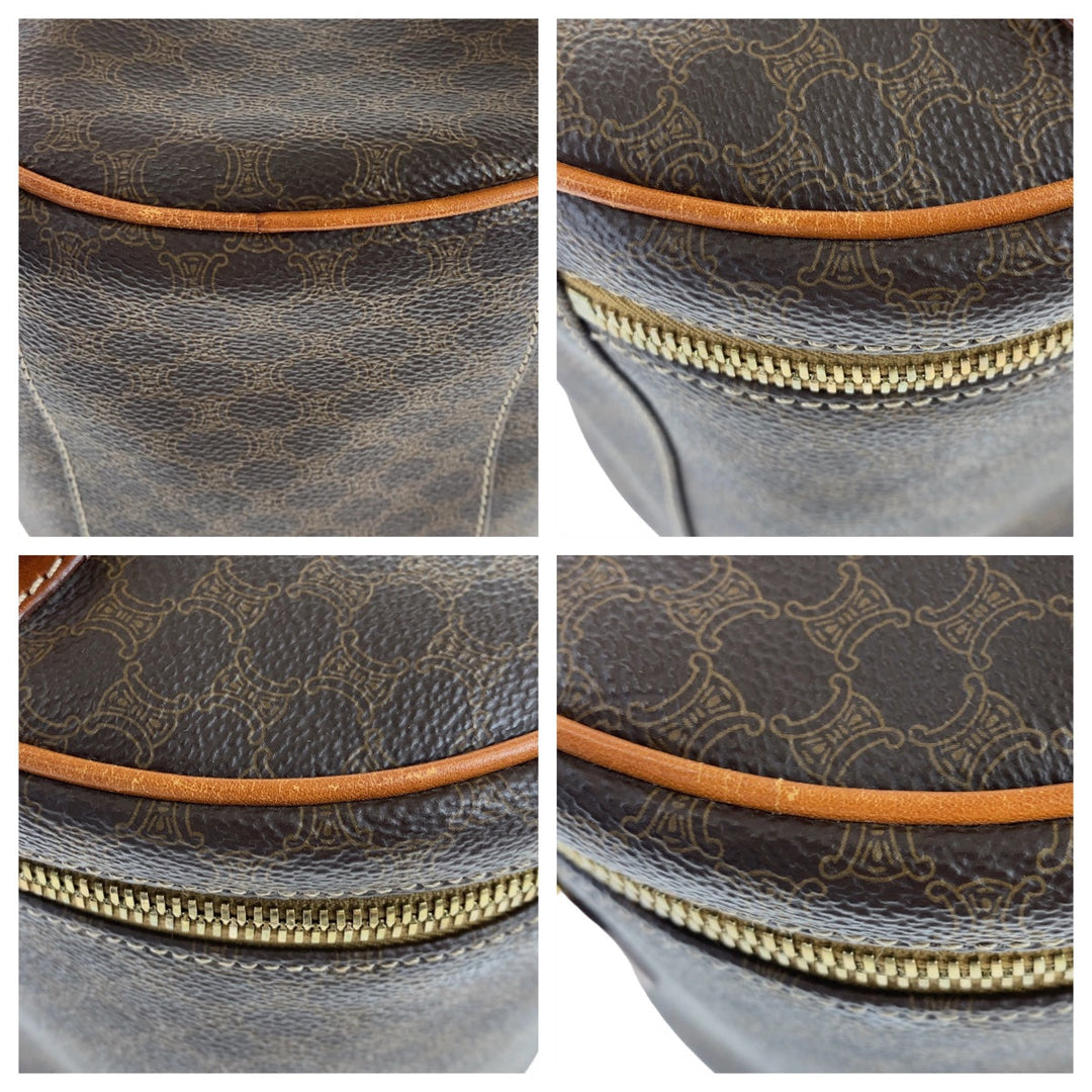 CELINE Handbag PVC, Leather Brown Gold Metal Handbag vanity bag Macadam Women Used Authentic