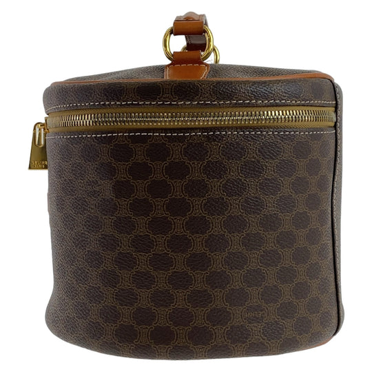 CELINE Handbag PVC, Leather Brown Gold Metal Handbag vanity bag Macadam Women Used Authentic