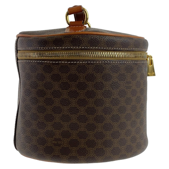 CELINE Handbag PVC, Leather Brown Gold Metal Handbag vanity bag Macadam Women Used Authentic