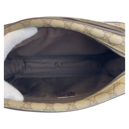 GUCCI Shoulder Bag 114531 GG Supreme canvas, leather Brown Silver Metal Crossbody Shoulder Bag Pochette Women Used Authentic