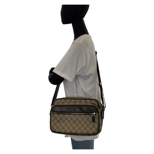 GUCCI Shoulder Bag 114531 GG Supreme canvas, leather Brown Silver Metal Crossbody Shoulder Bag Pochette Women Used Authentic