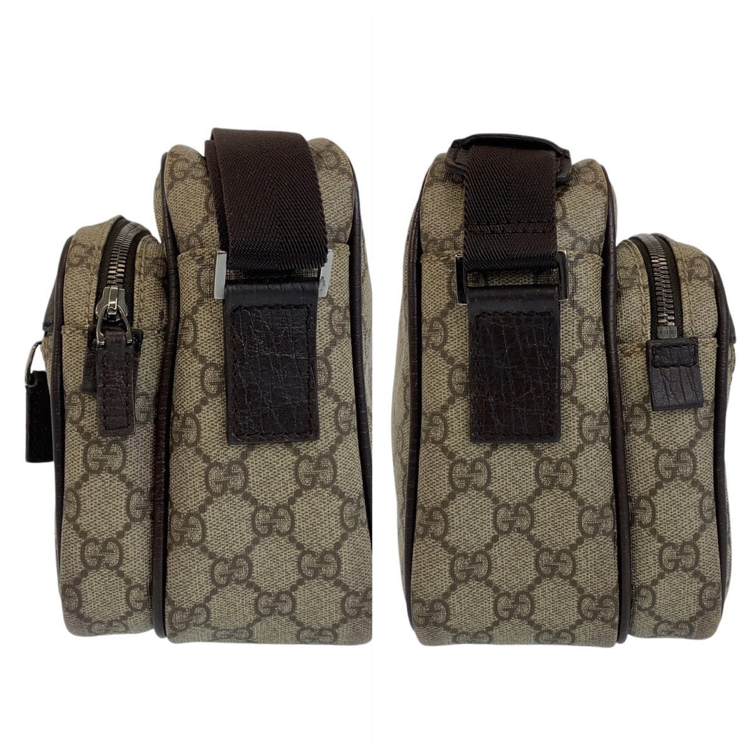 GUCCI Shoulder Bag 114531 GG Supreme canvas, leather Brown Silver Metal Crossbody Shoulder Bag Pochette Women Used Authentic