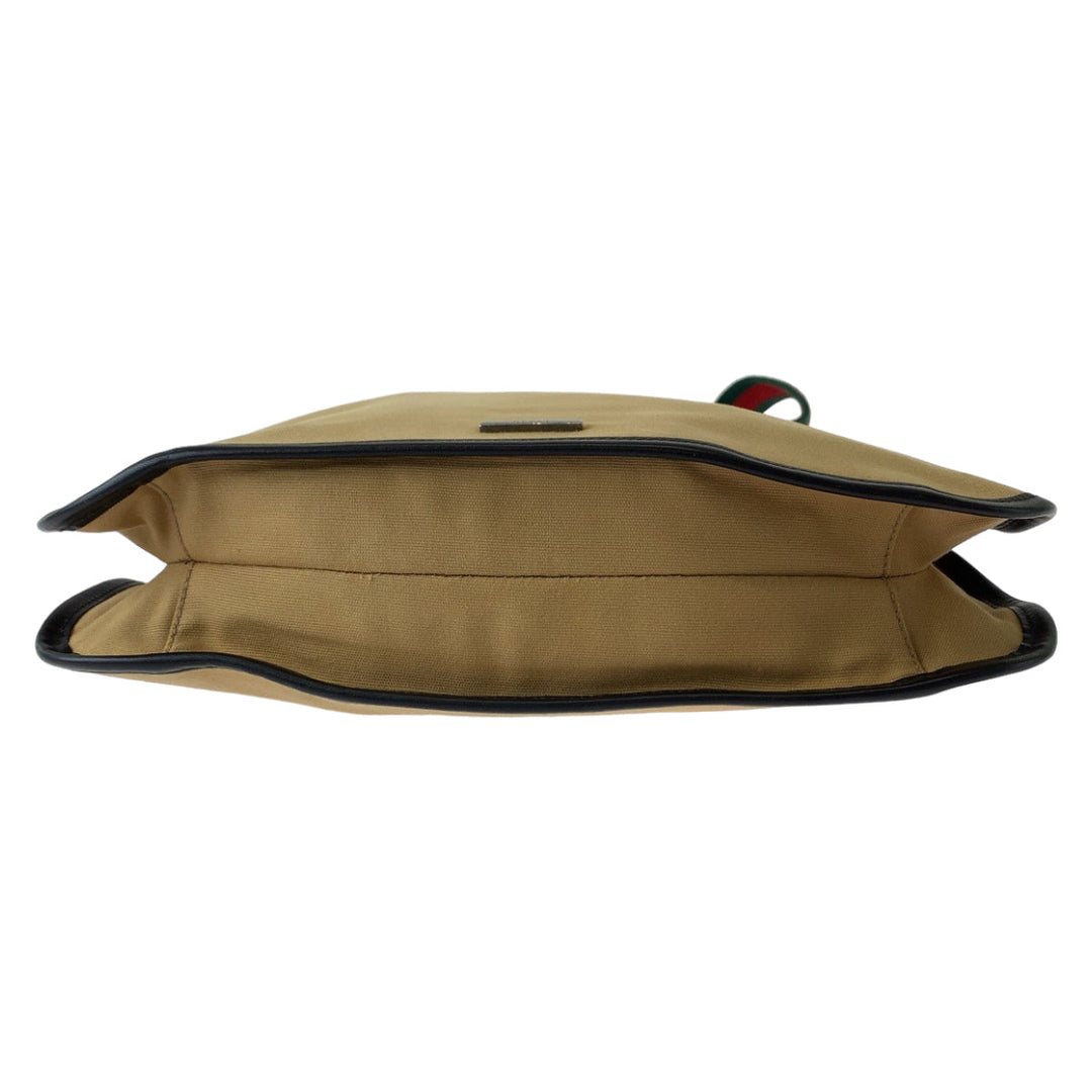 GUCCI Shoulder Bag 001 4321 canvas Beige Red Green SilverMetal Hobo One Shoulder Bag Sherry line Women Used Authentic