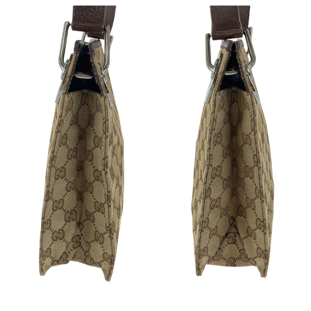 GUCCI Shoulder Bag 120841 GG canvas Brown Silver Metal Shoulder Bag Messenger bag Eclipse Women Used Authentic