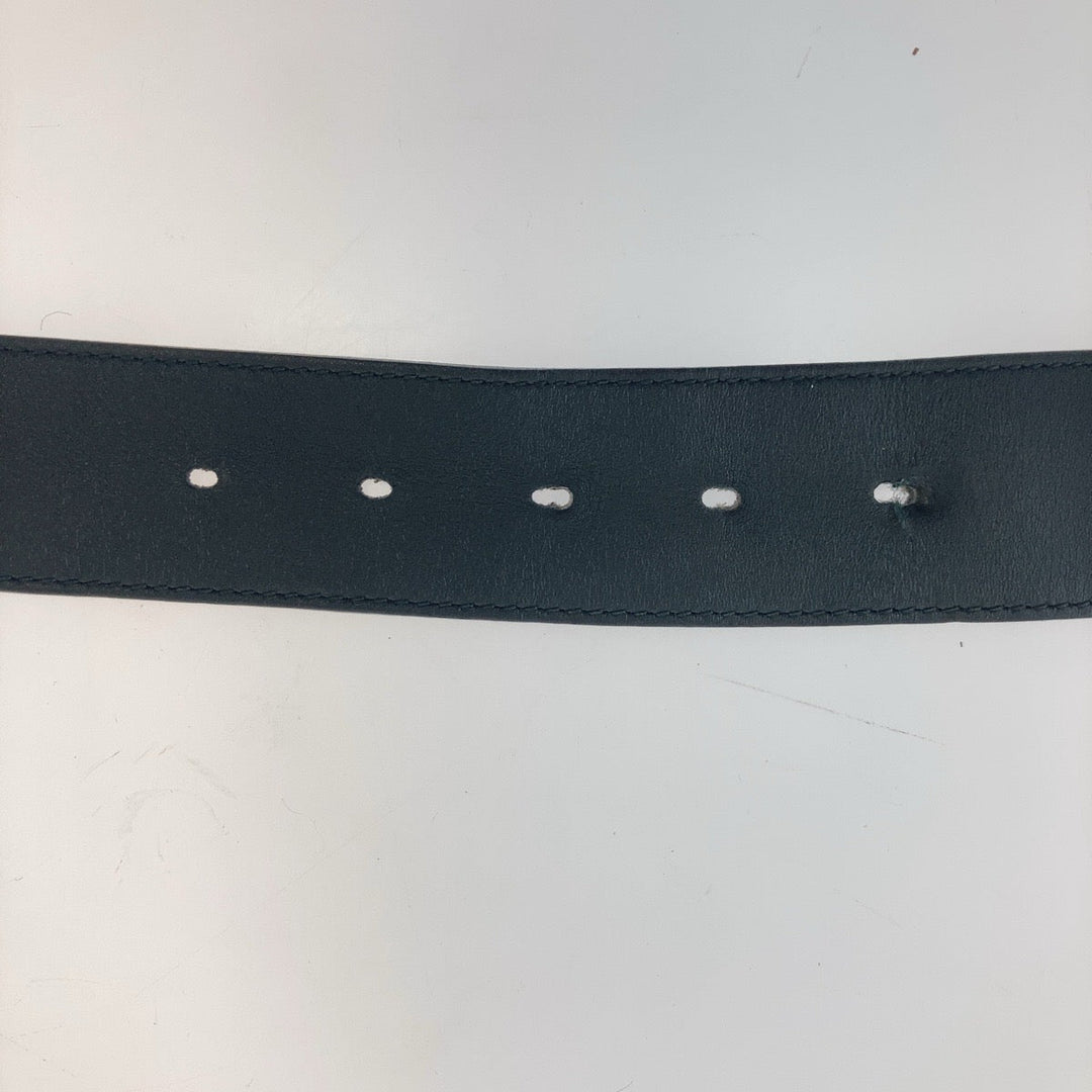 GUCCI belt 400593 leather Black Gold Metal GG Marmont mens 30 Used Authentic