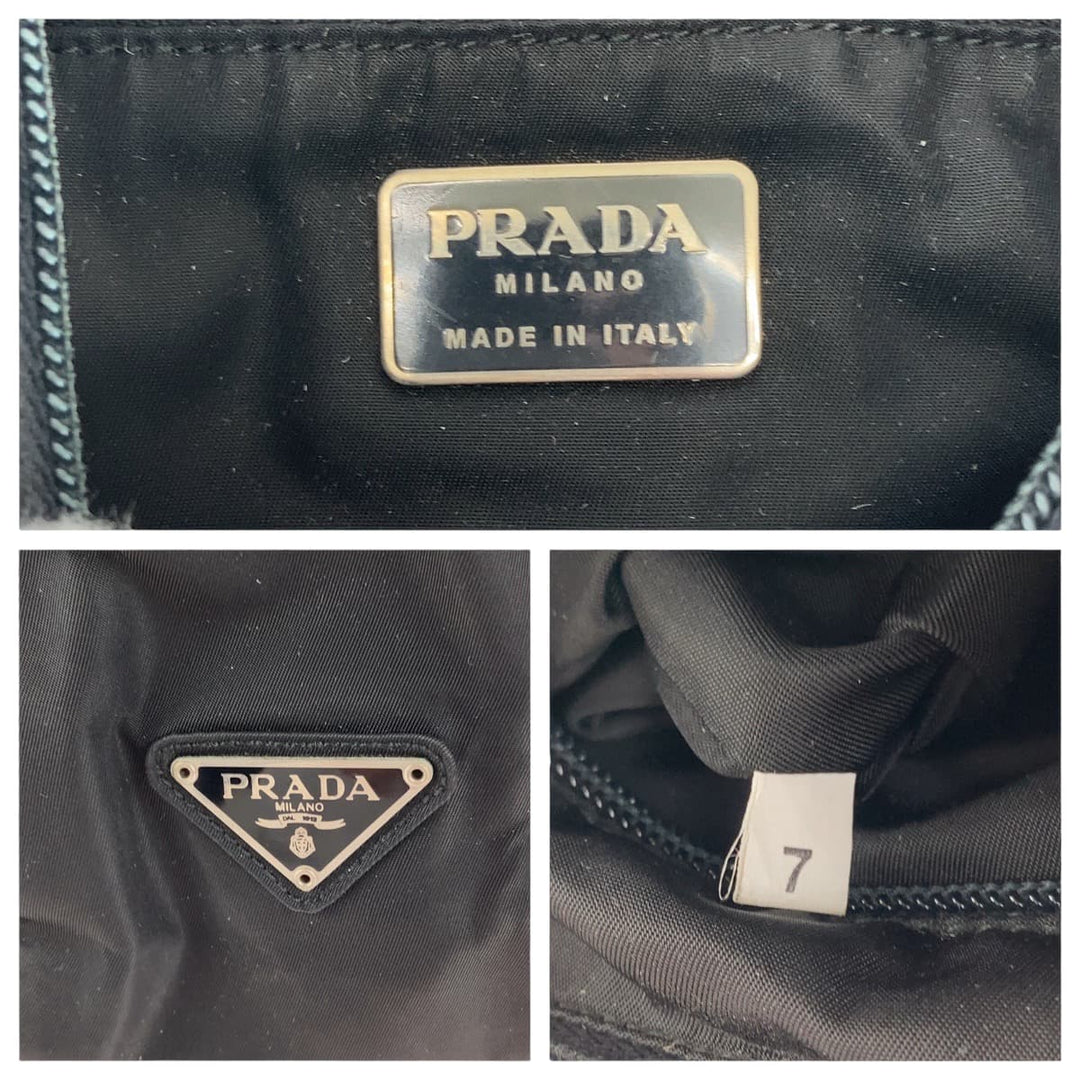 PRADA Shoulder Bag Nylon Black SilverMetal One Shoulder Bag, Plastic Handle Test Triangle With logo Women Used Authentic