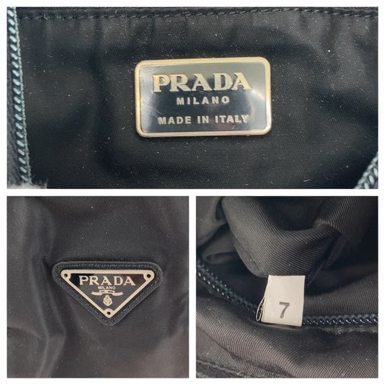 PRADA Shoulder Bag Nylon Black SilverMetal One Shoulder Bag, Plastic Handle Test Triangle With logo Women Used Authentic