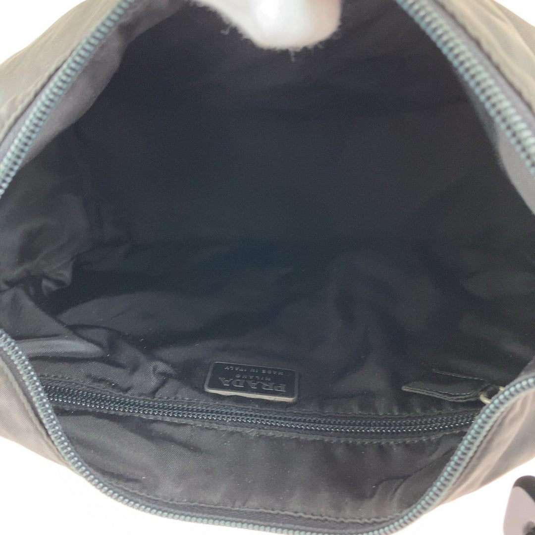 PRADA Shoulder Bag Nylon Black SilverMetal One Shoulder Bag, Plastic Handle Test Triangle With logo Women Used Authentic