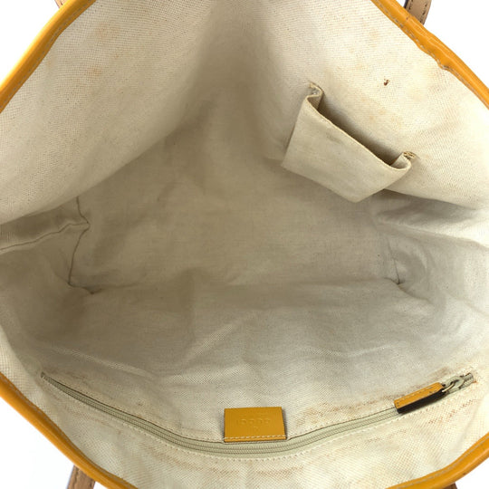 GUCCI Tote Bag 211972 GG canvas Beige Orange Gold Metal Tote Bag Shoulder Bag Sherry line Women Used Authentic