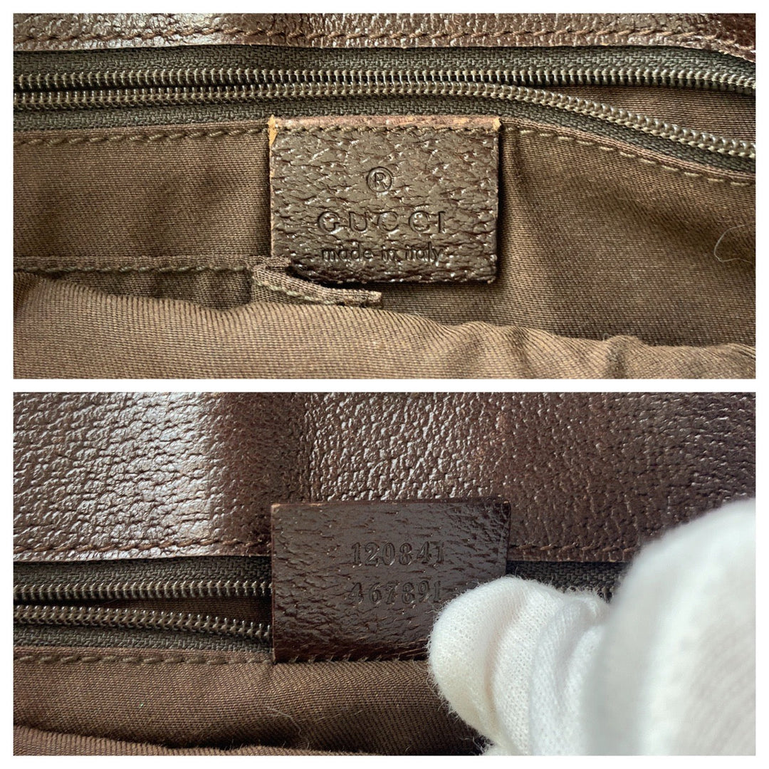 GUCCI Shoulder Bag 120841 GG canvas, leather Brown Silver Metal Shoulder Bag pochette Women Used Authentic